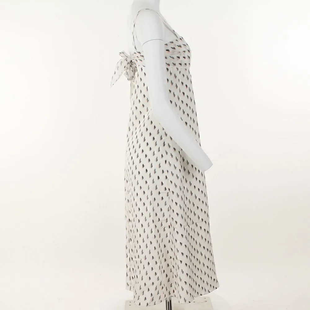 Theory Floral Ikat Print Silk Tie Back MIDI Dress - Picture 5 of 5